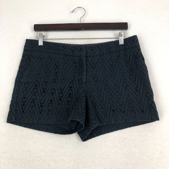 Kenar Women's Size 10 Navy Blue Eyelet Embroidered Zip Fly Casual Shorts - Picture 1 of 10